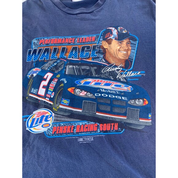 Vintage 00s Rusty Wallace Nascar T-shirt Size XXL by Chase Authentic - Picture 2 of 7